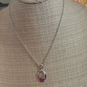 Liz Claiborne Silver Necklace with Pink Accent